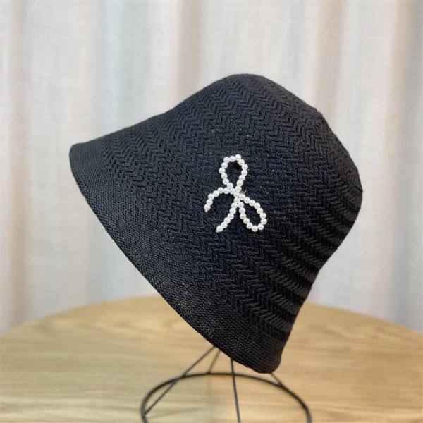 画像3: pearl ribbon raffia bucket hat　パールリボン付きラフィアバケットハット帽子ハット (3)