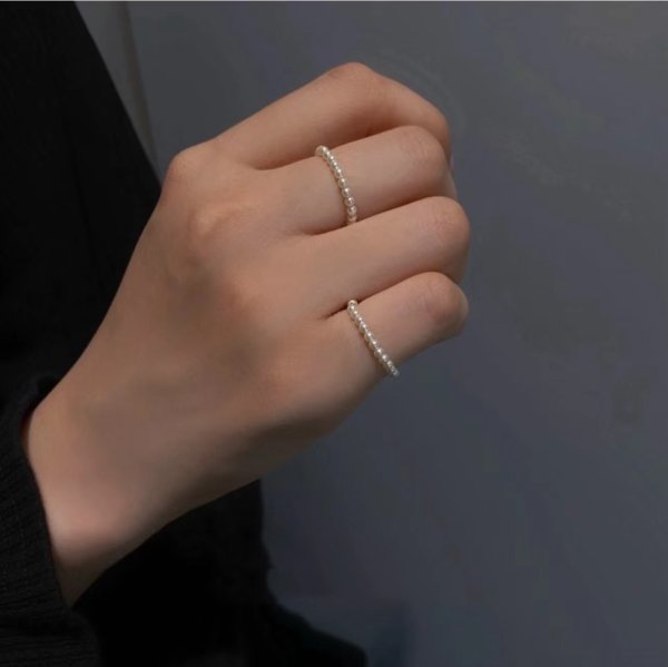 画像7: s925 sterling silver retro high-end stacking pearl plain ring シルバー925パールリング指輪2mm 3mm (7)