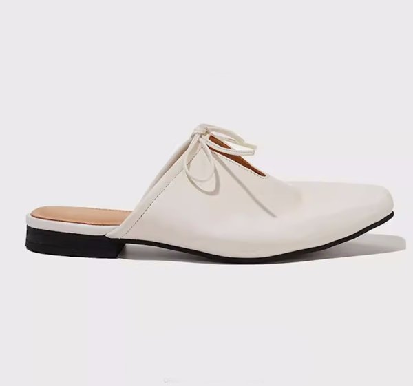 画像2: Lace-up thick heel sandals and mules  Slippers half pumps  ローヒールレースアップリボン レザーミュール サンダルスリッパパンプス (2)