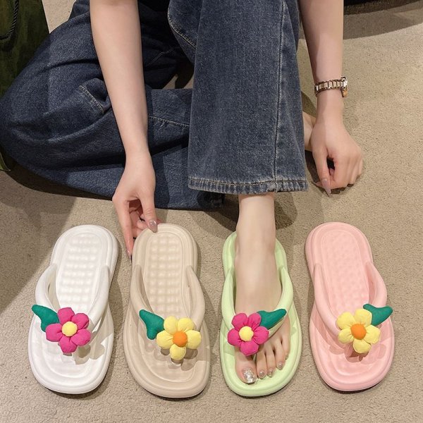 画像5: Women's Down Flower Thong Sandals Slippers　ユニセックスダウンフラワートングサンダルスリッパ (5)