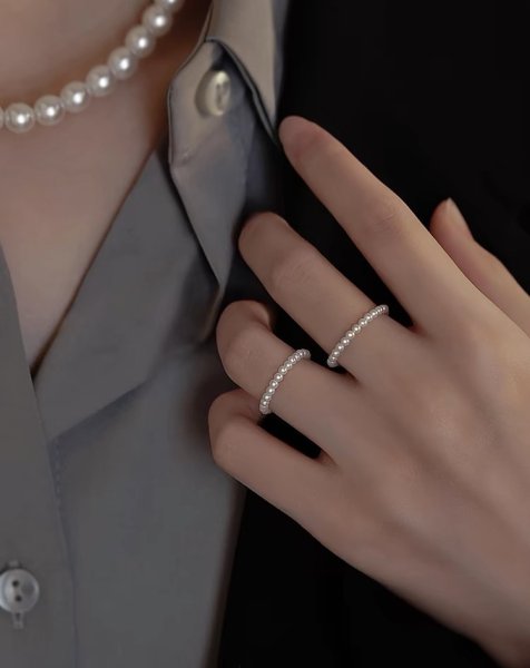 画像5: s925 sterling silver retro high-end stacking pearl plain ring シルバー925パールリング指輪2mm 3mm (5)