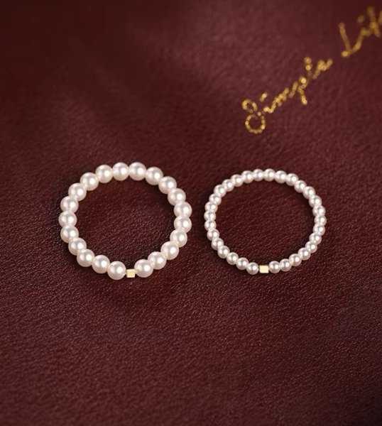 画像14: s925 sterling silver retro high-end stacking pearl plain ring シルバー925パールリング指輪2mm 3mm (14)