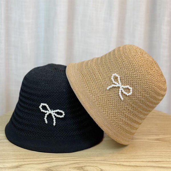 画像6: pearl ribbon raffia bucket hat　パールリボン付きラフィアバケットハット帽子ハット (6)