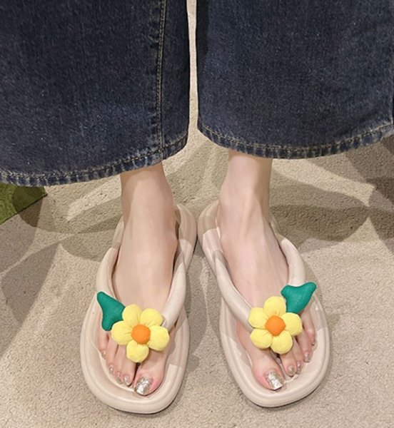 画像8: Women's Down Flower Thong Sandals Slippers　ユニセックスダウンフラワートングサンダルスリッパ (8)