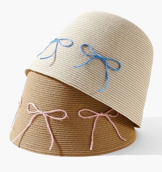 画像1: Ribbon raffia bucket hat　リボン付きラフィアバケットハット帽子ハット (1)