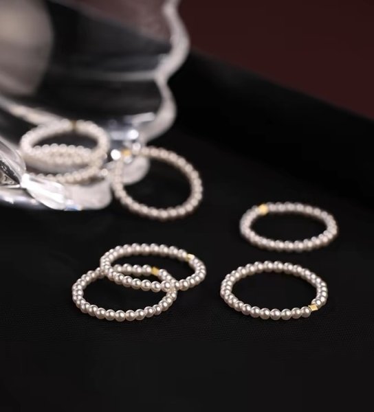 画像11: s925 sterling silver retro high-end stacking pearl plain ring シルバー925パールリング指輪2mm 3mm (11)