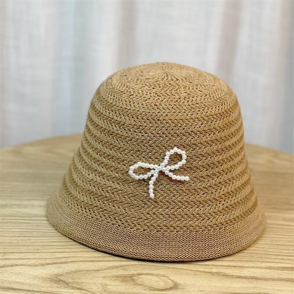 画像8: pearl ribbon raffia bucket hat　パールリボン付きラフィアバケットハット帽子ハット (8)