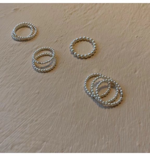 画像8: s925 sterling silver retro high-end stacking pearl plain ring シルバー925パールリング指輪2mm 3mm (8)