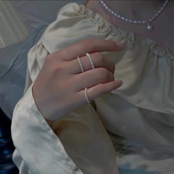 画像9: s925 sterling silver retro high-end stacking pearl plain ring シルバー925パールリング指輪2mm 3mm (9)