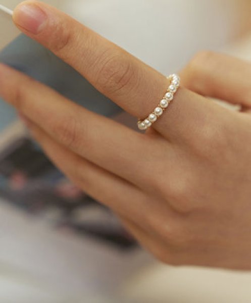 画像1: s925 sterling silver retro high-end stacking pearl plain ring シルバー925パールリング指輪2mm 3mm (1)