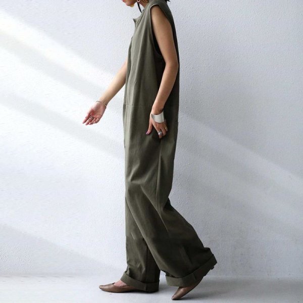 画像2: Women's  Sleeveless Jumpsuit 　  ノースリーブジャンプスーツつなぎ (2)