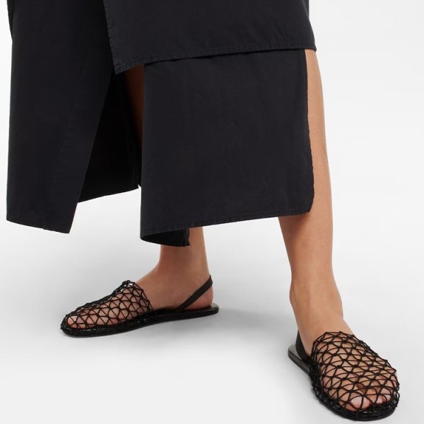 画像1: flat net weave roman sandals back strap half pumps Slippers  フラット網ウーベンバックストラップハーフパンプス ミュール　サンダルスリッパ (1)