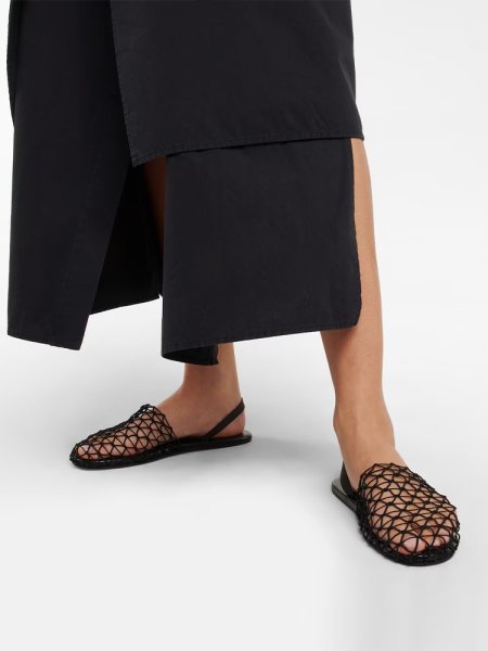 画像8: flat net weave roman sandals back strap half pumps Slippers  フラット網ウーベンバックストラップハーフパンプス ミュール　サンダルスリッパ (8)