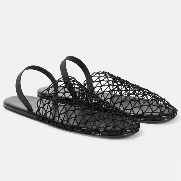 画像10: flat net weave roman sandals back strap half pumps Slippers  フラット網ウーベンバックストラップハーフパンプス ミュール　サンダルスリッパ (10)