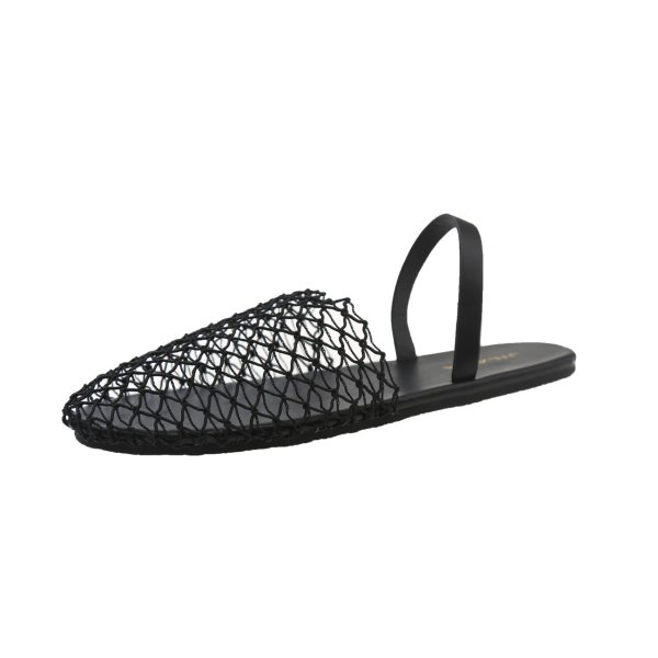 画像9: flat net weave roman sandals back strap half pumps Slippers  フラット網ウーベンバックストラップハーフパンプス ミュール　サンダルスリッパ (9)