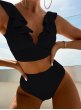 画像4: Women's multi-color ruffled v-neck split swimsuit high waist split bikini 　マルチカラーフリル v ネックスハイウエストプリットビキニスイムウエア (4)