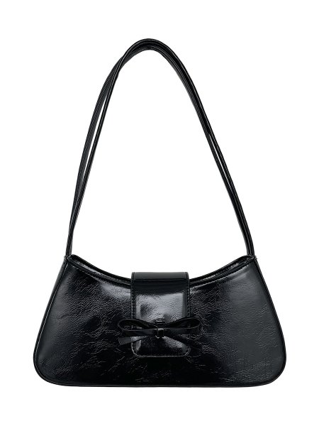 画像3:  leather Ribbon Underarm Tote Shoulder Bag　レザーワンショルダーリボン付きアンダーアームトートショルダーバッグ (3)