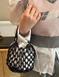 画像6:  mesh PVC material  drawstring Tote  Bag　メッシュPVC編み込みトートショルダーバッグ (6)