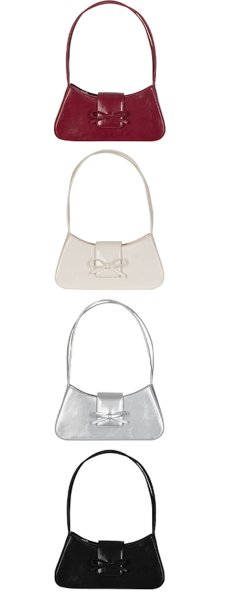 画像5:  leather Ribbon Underarm Tote Shoulder Bag　レザーワンショルダーリボン付きアンダーアームトートショルダーバッグ (5)