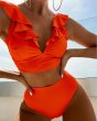 画像2: Women's multi-color ruffled v-neck split swimsuit high waist split bikini 　マルチカラーフリル v ネックスハイウエストプリットビキニスイムウエア (2)