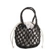 画像2:  mesh PVC material  drawstring Tote  Bag　メッシュPVC編み込みトートショルダーバッグ (2)