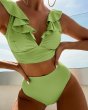 画像8: Women's multi-color ruffled v-neck split swimsuit high waist split bikini 　マルチカラーフリル v ネックスハイウエストプリットビキニスイムウエア (8)