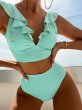 画像7: Women's multi-color ruffled v-neck split swimsuit high waist split bikini 　マルチカラーフリル v ネックスハイウエストプリットビキニスイムウエア (7)