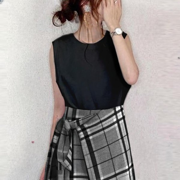 画像3: Women's Check traditional pleated long pleated skirt  long maxi length　チェック柄プリーツミディアムロング丈スカート (3)