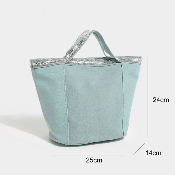 画像8: Rhinestone Canvas Tote Eco Bag　ラインストーンハンドルトートショルダーエコバッグ (8)