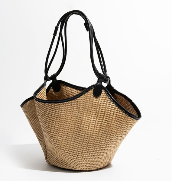 画像4:  large capacity straw tote shoulder crossbody basket bag　ラージキャパシティーカゴ籠トートショルダークロスボディーバッグ (4)