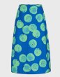 画像2: Women's French pear-shaped figure contrast blue print a-line skirt　Aライン洋ナシプリントミドル丈ハイウエストスカート (2)