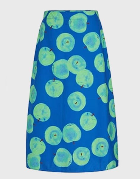 画像2: Women's French pear-shaped figure contrast blue print a-line skirt　Aライン洋ナシプリントミドル丈ハイウエストスカート (2)