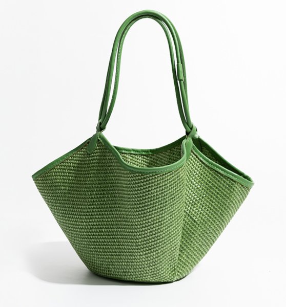 画像2:  large capacity straw tote shoulder crossbody basket bag　ラージキャパシティーカゴ籠トートショルダークロスボディーバッグ (2)