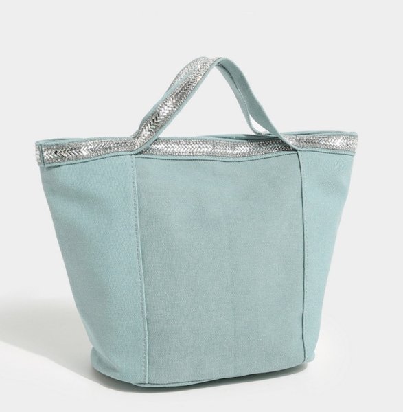 画像1: Rhinestone Canvas Tote Eco Bag　ラインストーンハンドルトートショルダーエコバッグ (1)