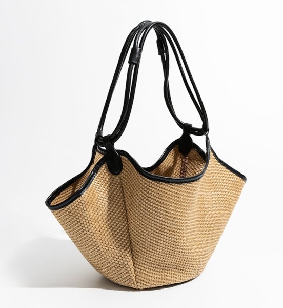 画像12:  large capacity straw tote shoulder crossbody basket bag　ラージキャパシティーカゴ籠トートショルダークロスボディーバッグ (12)
