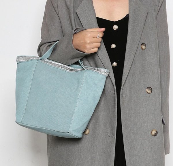 画像9: Rhinestone Canvas Tote Eco Bag　ラインストーンハンドルトートショルダーエコバッグ (9)