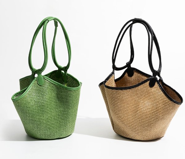 画像7:  large capacity straw tote shoulder crossbody basket bag　ラージキャパシティーカゴ籠トートショルダークロスボディーバッグ (7)