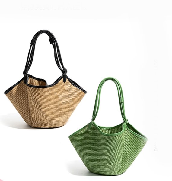 画像3:  large capacity straw tote shoulder crossbody basket bag　ラージキャパシティーカゴ籠トートショルダークロスボディーバッグ (3)