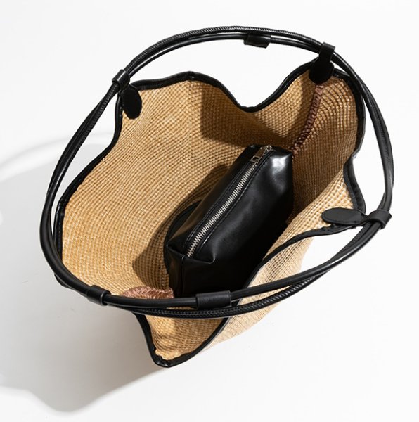 画像8:  large capacity straw tote shoulder crossbody basket bag　ラージキャパシティーカゴ籠トートショルダークロスボディーバッグ (8)