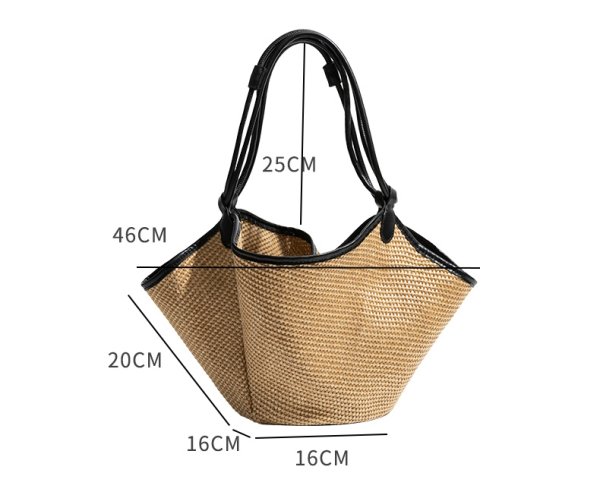 画像10:  large capacity straw tote shoulder crossbody basket bag　ラージキャパシティーカゴ籠トートショルダークロスボディーバッグ (10)