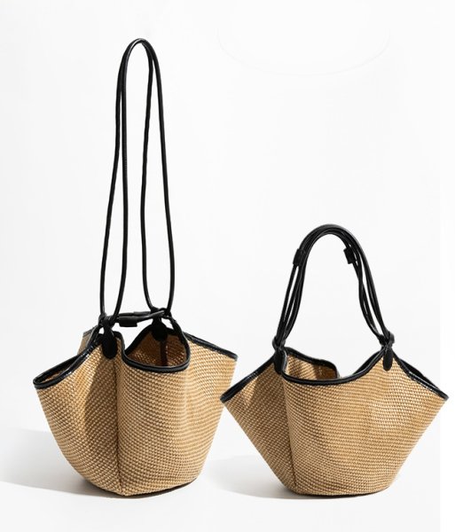 画像9:  large capacity straw tote shoulder crossbody basket bag　ラージキャパシティーカゴ籠トートショルダークロスボディーバッグ (9)