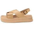 画像1: Women's cross strap buckle platform  Sandals Slippers　ユニセックスクロスストラップ厚底プラットフォームレザーサンダルスリッパ (1)