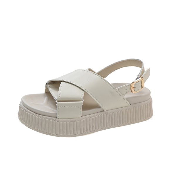 画像3: Women's cross strap buckle platform  Sandals Slippers　ユニセックスクロスストラップ厚底プラットフォームレザーサンダルスリッパ (3)