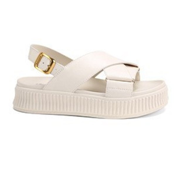 画像4: Women's cross strap buckle platform  Sandals Slippers　ユニセックスクロスストラップ厚底プラットフォームレザーサンダルスリッパ (4)
