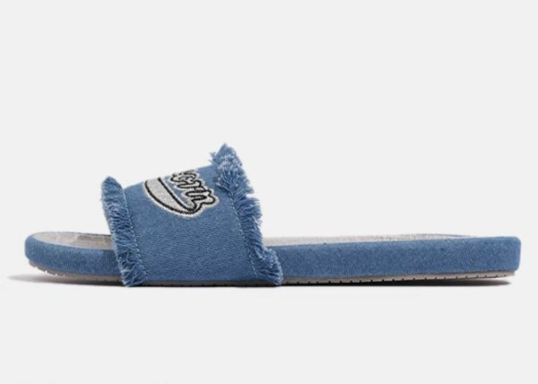 画像4: Women's Alphabet logo embroidered flat denim sandals slippers　ユニセックスアルファベットロゴ刺繍フラットサンダルスリッパ (4)