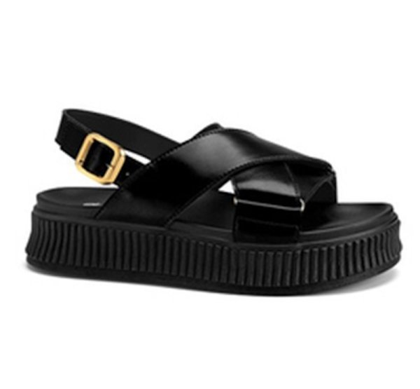 画像2: Women's cross strap buckle platform  Sandals Slippers　ユニセックスクロスストラップ厚底プラットフォームレザーサンダルスリッパ (2)