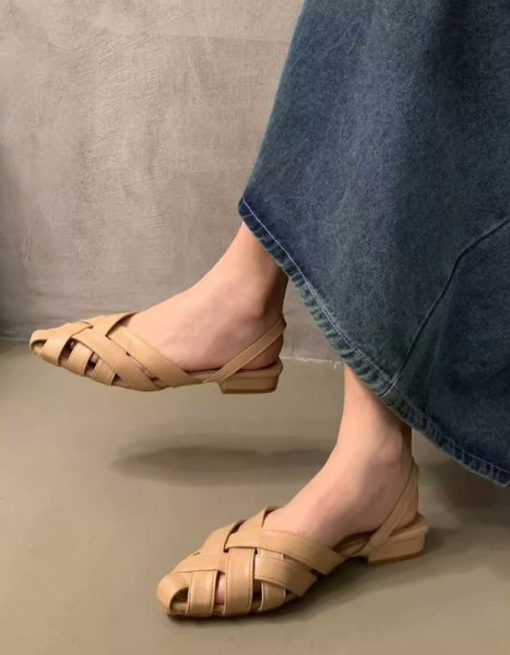 画像1: ALFIE Lesser-Match backpack straps sandal mule pant  フラット編み込み アルフィーレザーバックストラップ サンダルミュールスリッパパンプス (1)