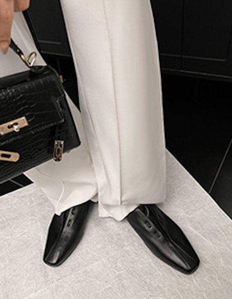 画像6: square toe soft  flat leather soft sole heel  one-step loafer pumps  フラットレザーソフトソールローファーパンプス (6)