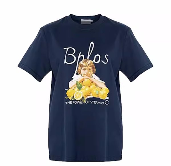 画像1:  Girl and Lemon Retro Photo PrintT-shirt short-sleeved 　少女＆レモンフォトプリントラウンドネック半袖 Tシャツ (1)