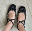 画像7: Ribbon Rivet Satin Flat Fairy Cross Buckle Ballet Pumps Shoes　 フラットサテンリボン＆スタッズバレーバレリーナシューパンプス (7)